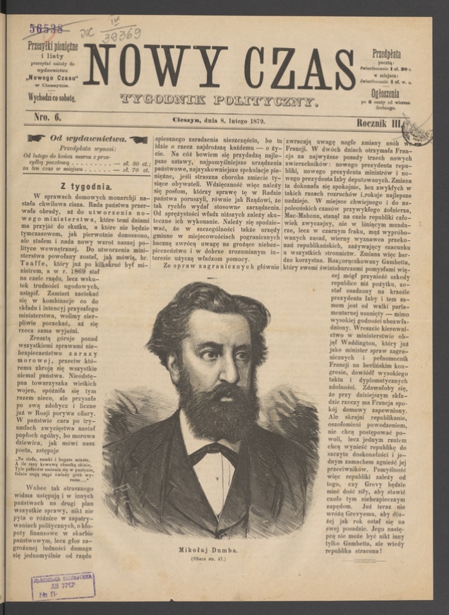 Nowy Czas&nbsp;: tygodnik polityczny. Rocznik&nbsp;3, 1879, numero&nbsp;6