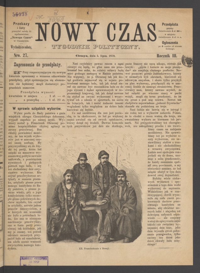 Nowy Czas&nbsp;: tygodnik polityczny. Rocznik&nbsp;3, 1879, numero&nbsp;27
