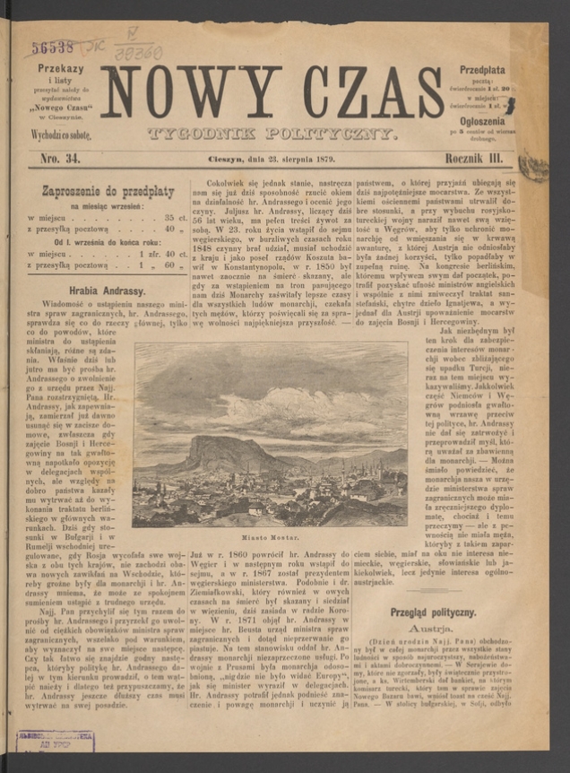 Nowy Czas&nbsp;: tygodnik polityczny. Rocznik&nbsp;3, 1879, numero&nbsp;34
