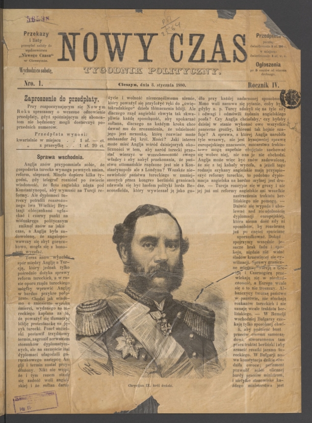 Nowy Czas&nbsp;: tygodnik polityczny. Rocznik&nbsp;4, 1880, numero&nbsp;1