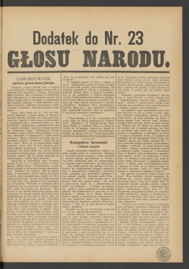 Dodatek do&nbsp;numeru&nbsp;23 &bdquo;Głosu Narodu&rdquo;. Rok&nbsp;1, 1893