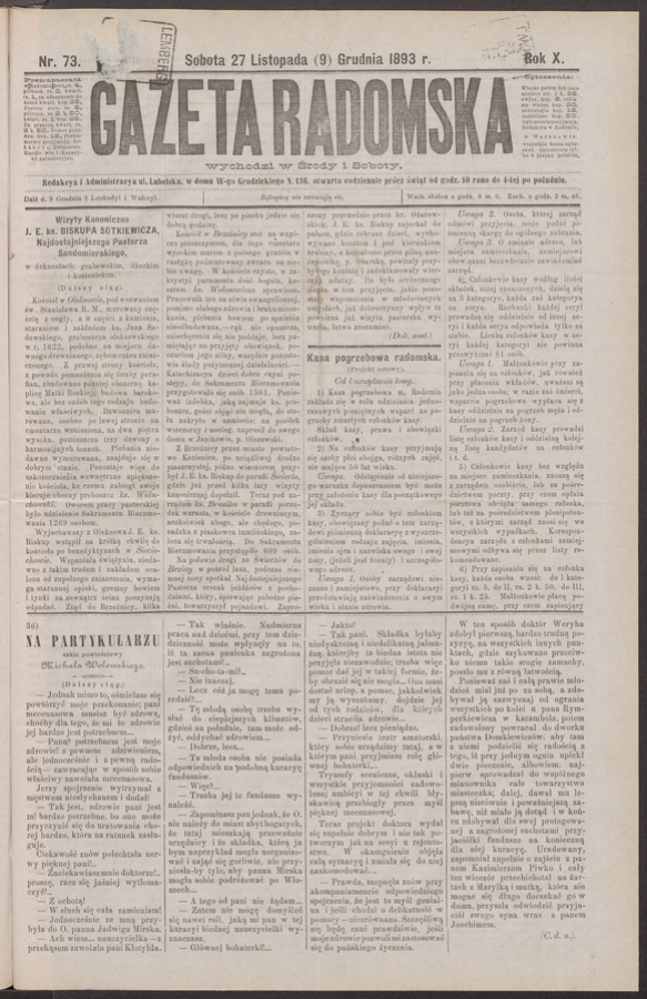 Gazeta Radomska. Rok&nbsp;10, 1893, numer&nbsp;73