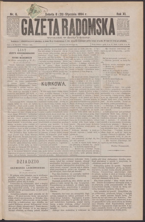 Gazeta Radomska. Rok&nbsp;11, 1894, numer&nbsp;6