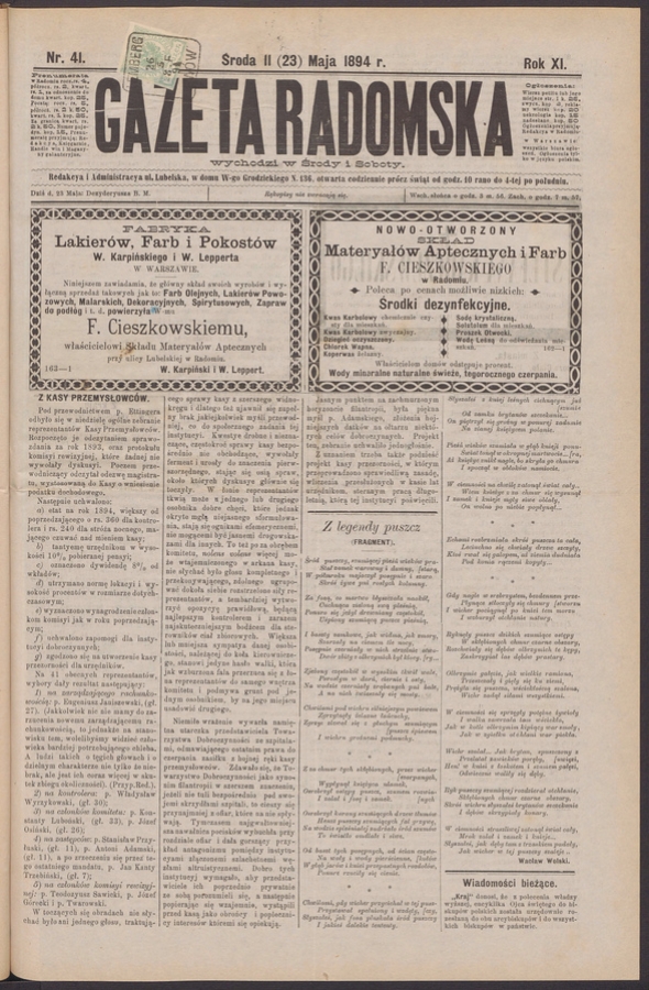 Gazeta Radomska. Rok&nbsp;11, 1894, numer&nbsp;41