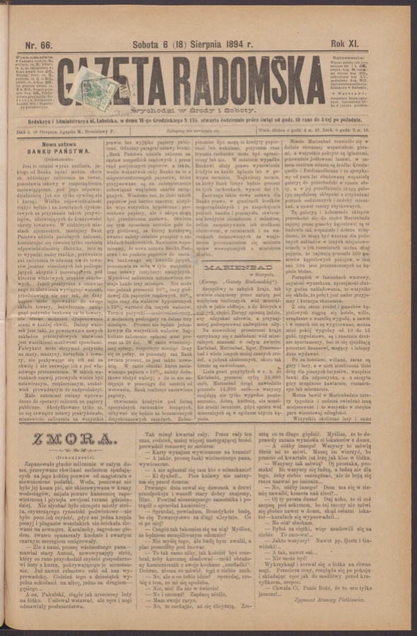 Gazeta Radomska. Rok&nbsp;11, 1894, numer&nbsp;66