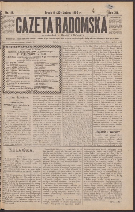 Gazeta Radomska. Rok&nbsp;12, 1895, numer&nbsp;15