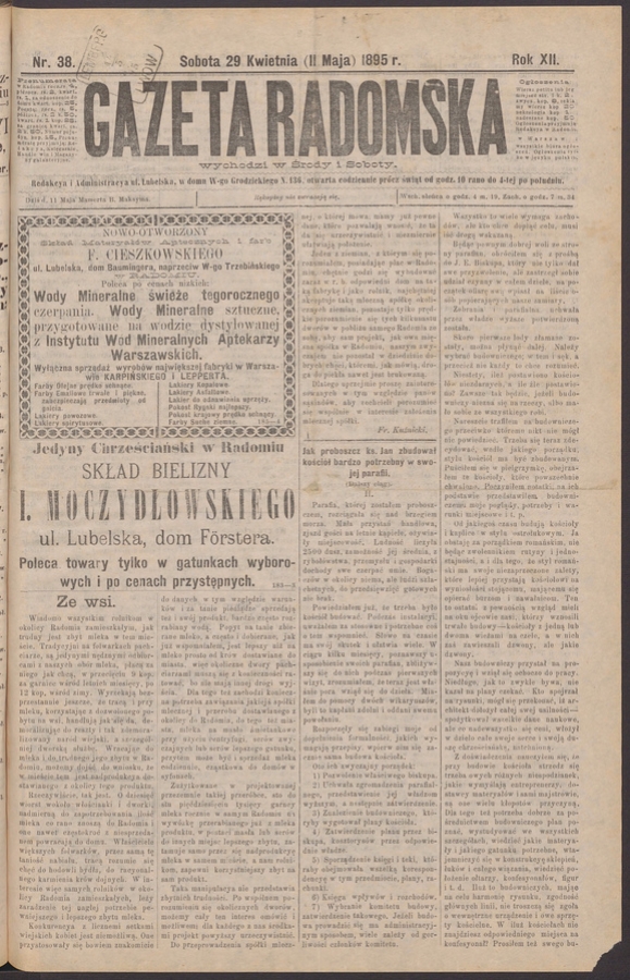 Gazeta Radomska. Rok&nbsp;12, 1895, numer&nbsp;38
