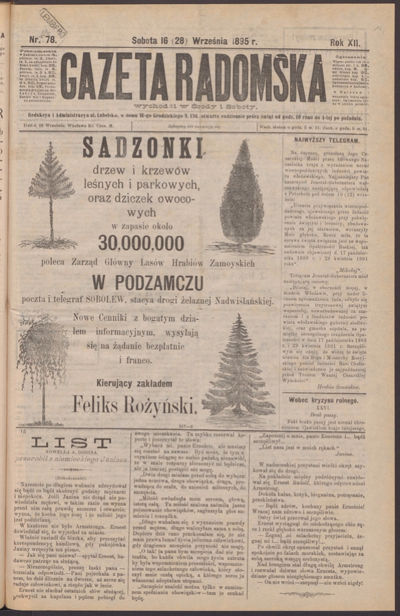 Gazeta Radomska. Rok&nbsp;12, 1895, numer&nbsp;78