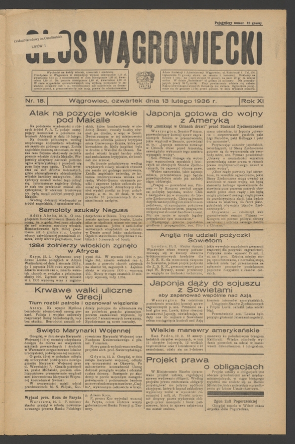 Głos Wągrowiecki. Rok&nbsp;11, 1936, numer&nbsp;18