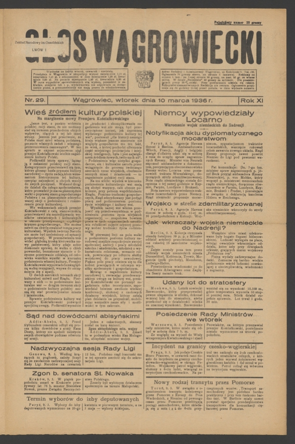 Głos Wągrowiecki. Rok&nbsp;11, 1936, numer&nbsp;29