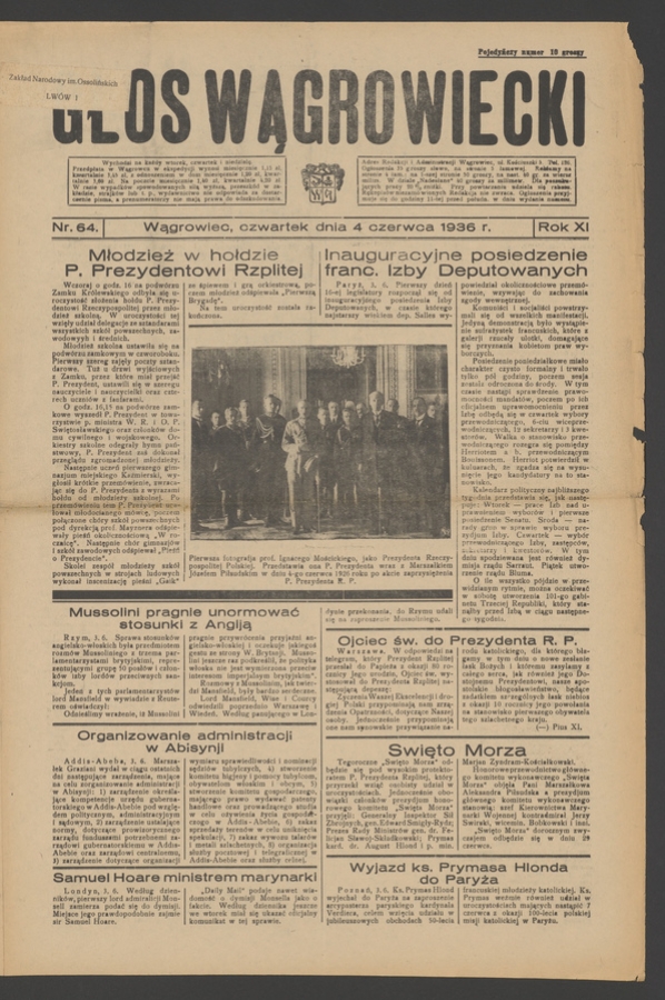 Głos Wągrowiecki. Rok&nbsp;11, 1936, numer&nbsp;64