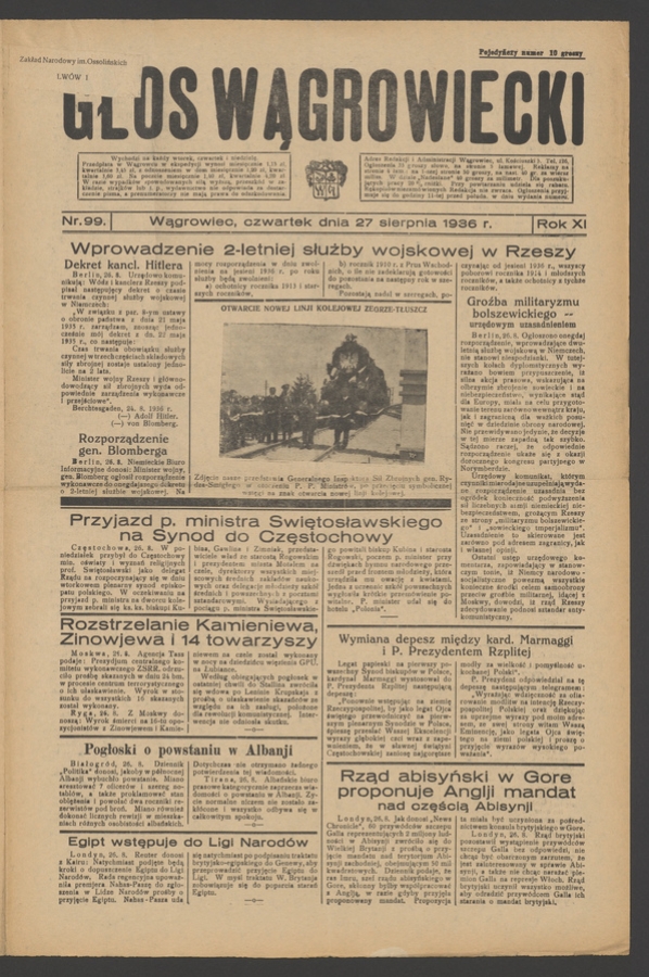 Głos Wągrowiecki. Rok&nbsp;11, 1936, numer&nbsp;99