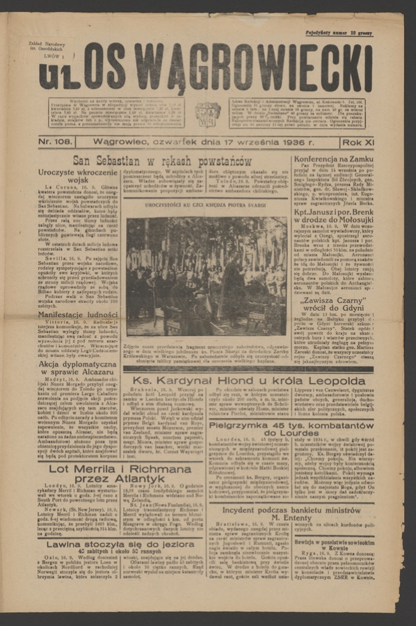 Głos Wągrowiecki. Rok&nbsp;11, 1936, numer&nbsp;108