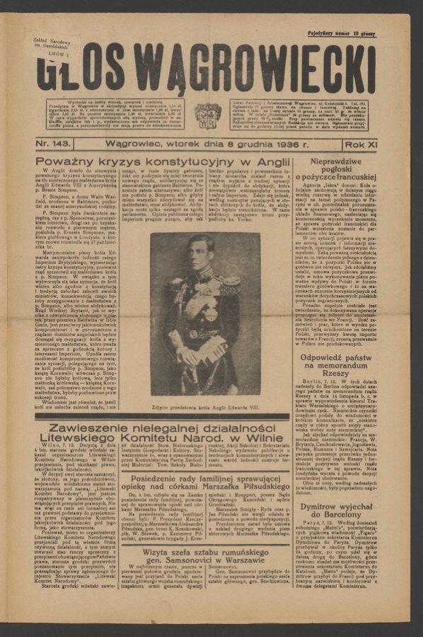 Głos Wągrowiecki. Rok&nbsp;11, 1936, numer&nbsp;143