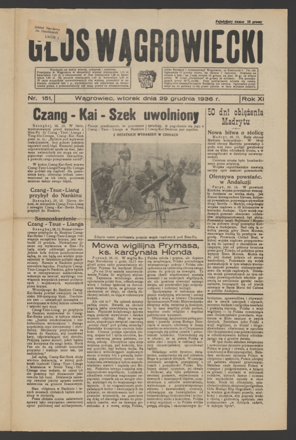 Głos Wągrowiecki. Rok&nbsp;11, 1936, numer&nbsp;151