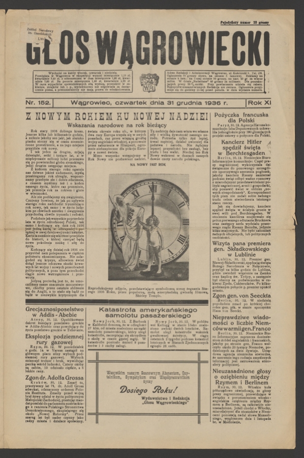 Głos Wągrowiecki. Rok&nbsp;11, 1936, numer&nbsp;152