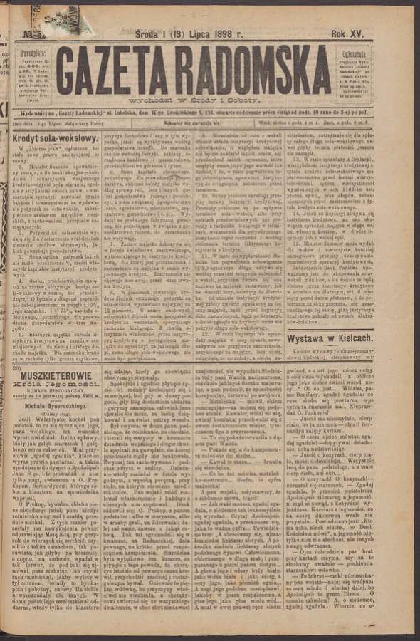 Gazeta Radomska. Rok&nbsp;15, 1898, numero&nbsp;52