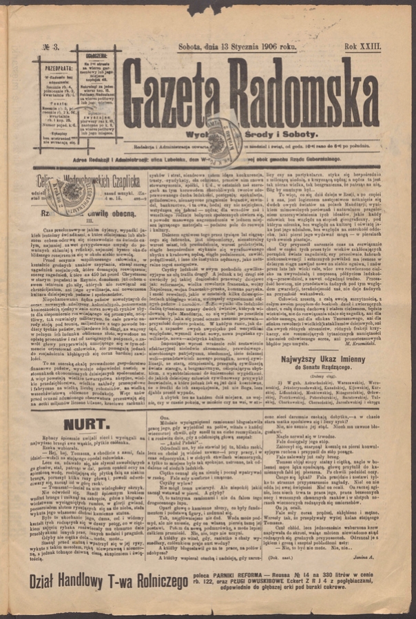 Gazeta Radomska. Rok&nbsp;23, 1906, numero&nbsp;3