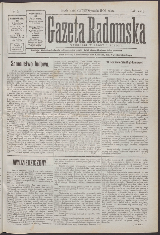 Gazeta Radomska. Rok&nbsp;17, 1900, numero&nbsp;9