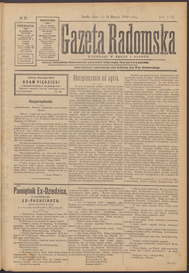Gazeta Radomska. Rok&nbsp;17, 1900, numero&nbsp;21