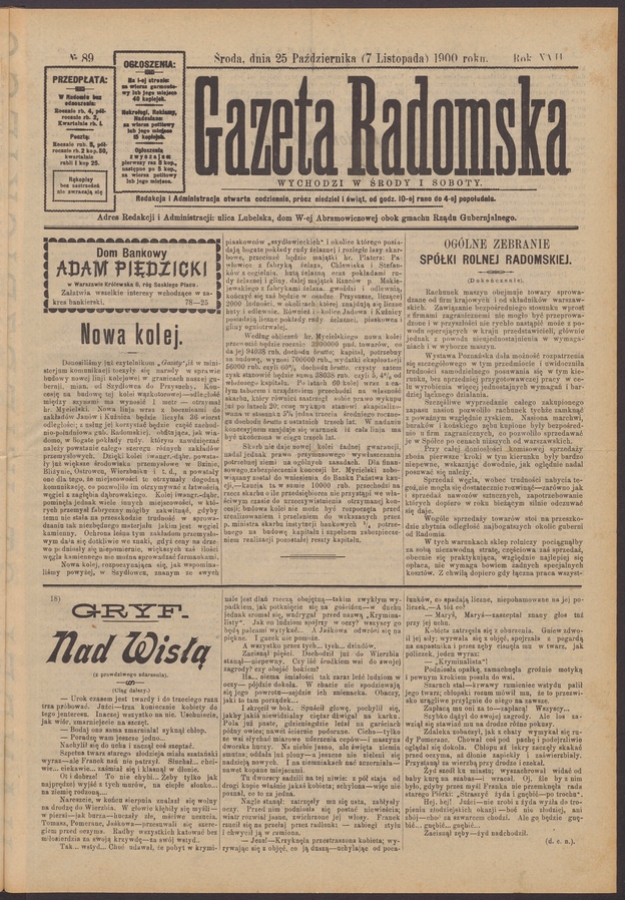 Gazeta Radomska. Rok&nbsp;17, 1900, numero&nbsp;89