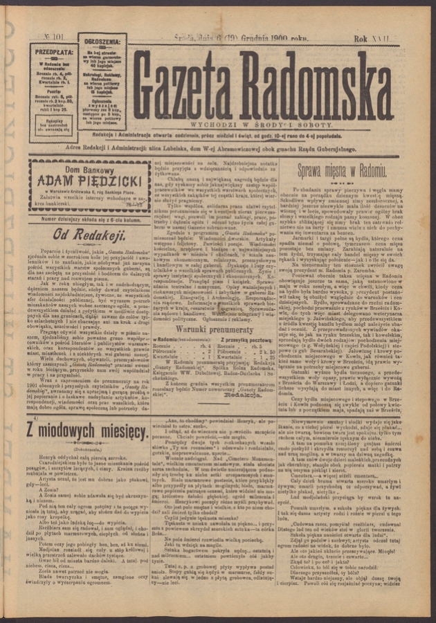 Gazeta Radomska. Rok&nbsp;17, 1900, numero&nbsp;101