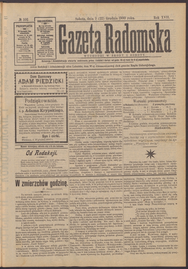 Gazeta Radomska. Rok&nbsp;17, 1900, numero&nbsp;102