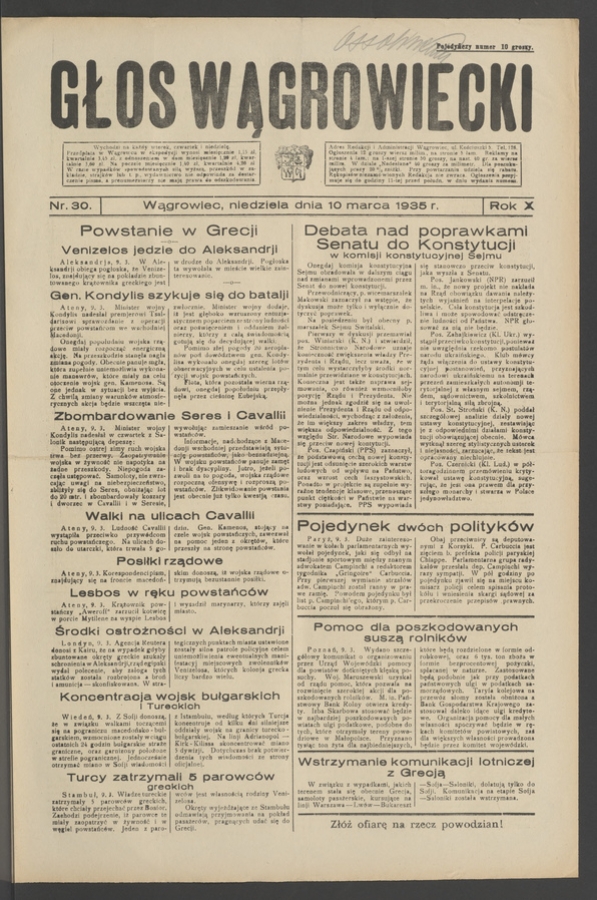 Głos Wągrowiecki. Rok&nbsp;10, 1935, numer&nbsp;30