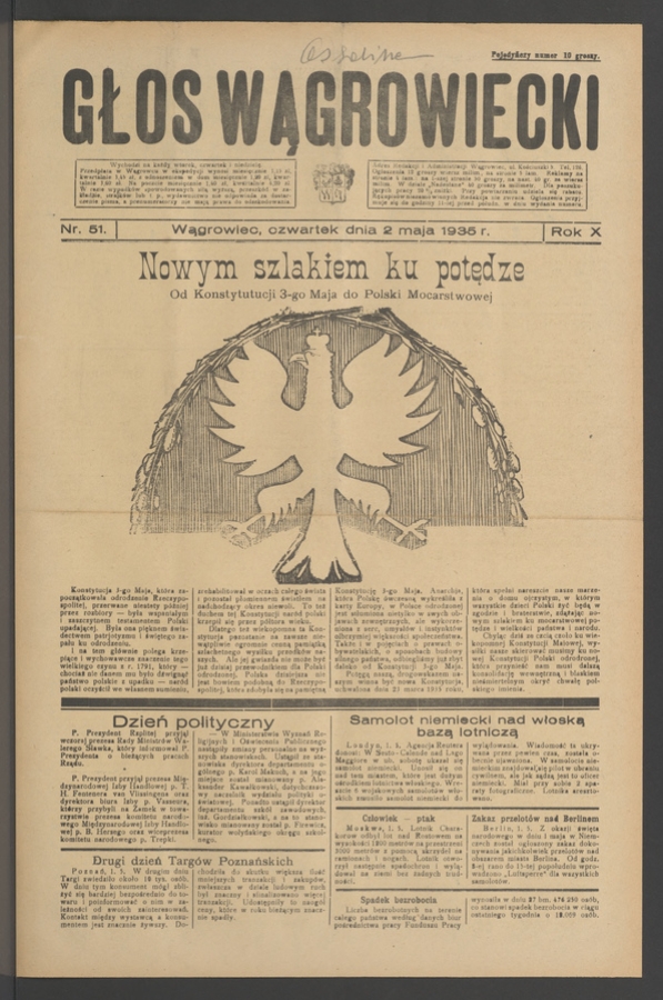 Głos Wągrowiecki. Rok&nbsp;10, 1935, numer&nbsp;51