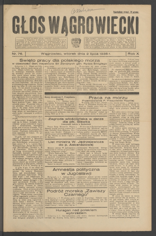 Głos Wągrowiecki. Rok&nbsp;10, 1935, numer&nbsp;76