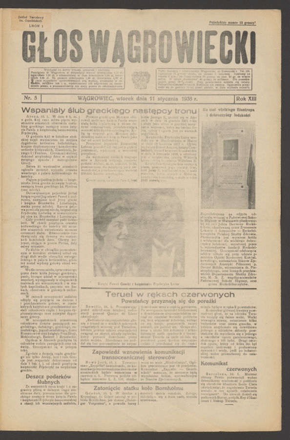 Głos Wągrowiecki. Rok&nbsp;13, 1938, numer&nbsp;5