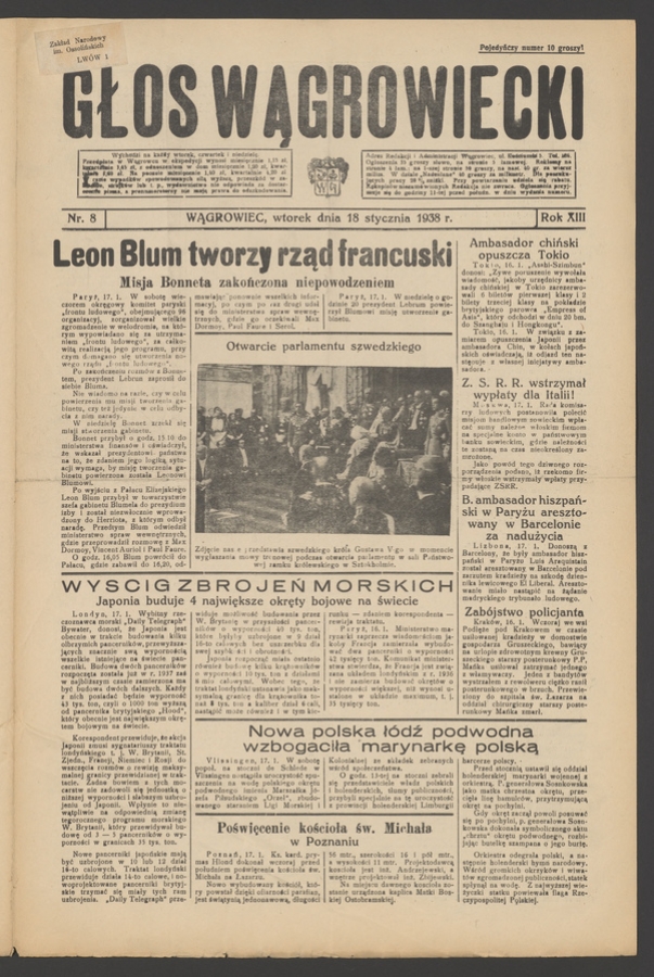 Głos Wągrowiecki. Rok&nbsp;13, 1938, numer&nbsp;8
